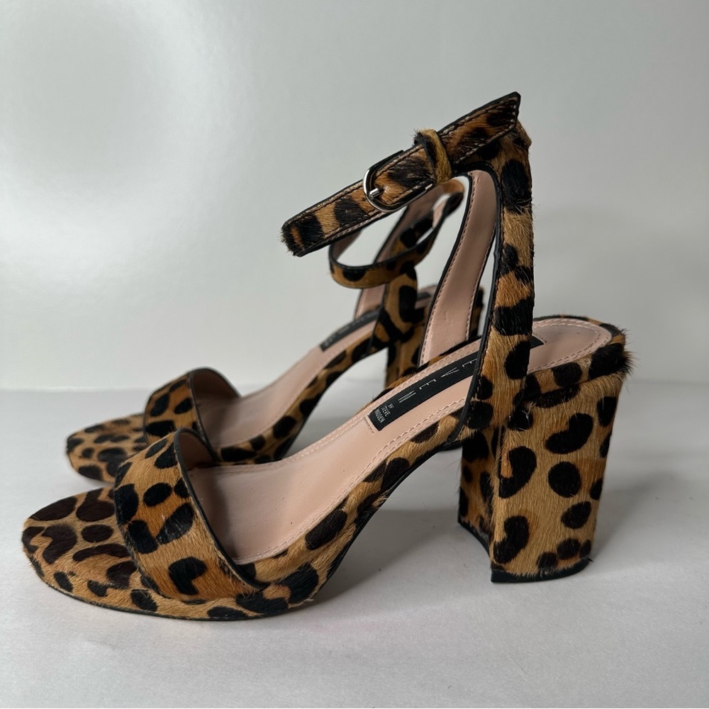 Steven by Steve Madden Vino Calf Hair Leopard Print Platform Block Heeled Sandal